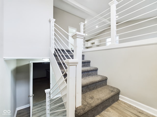 1325 Northcrest Dr, Anderson, IN 46012 - stairway with wood finished floors and baseboards