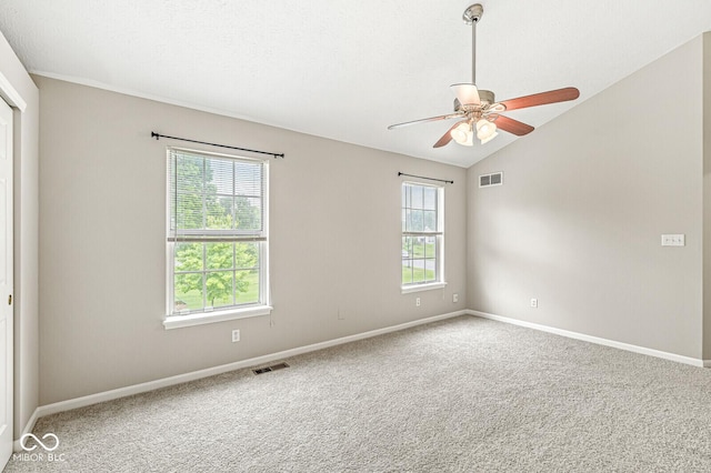 11072 Lake Run Dr, Fishers, IN 46038 - carpeted spare room featuring a ceiling fan, baseboards, and vaulted ceiling