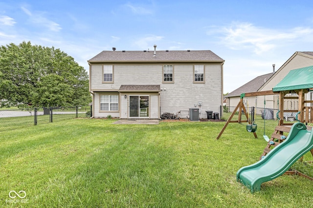11072 Lake Run Dr, Fishers, IN 46038 - back of house with a playground and central AC