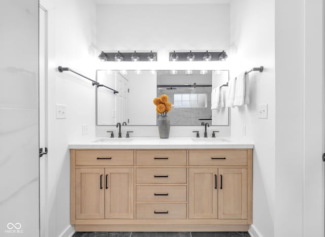 1027 Hosbrook St, Indianapolis, IN 46203 - full bath with double vanity, baseboards, and a shower