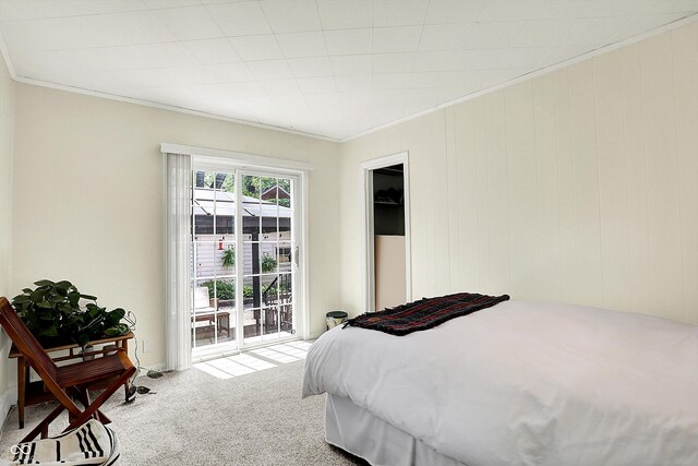 1725 W 53rd St, Indianapolis, IN 46228 - bedroom featuring carpet flooring, ornamental molding, and access to exterior