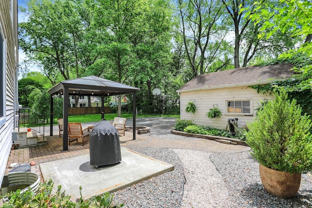 1725 W 53rd St, Indianapolis, IN 46228 - view of patio with a fire pit and a gazebo