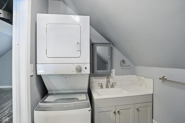 1240 Stringtown Pike, Cicero, IN 46034 - laundry area featuring stacked washer / dryer and baseboards