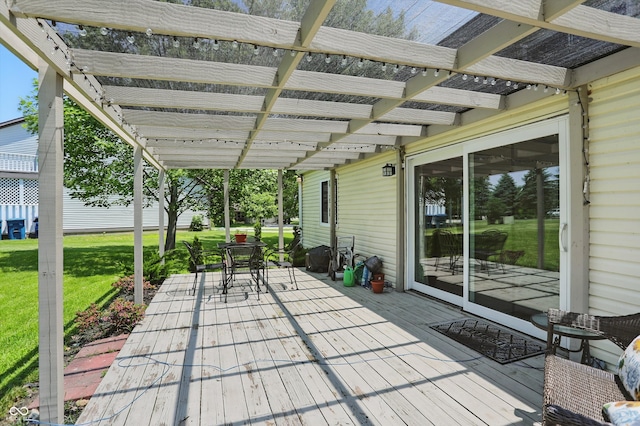 1240 Stringtown Pike, Cicero, IN 46034 - view of patio featuring a deck, outdoor dining area, and a pergola
