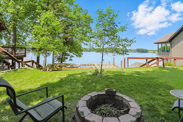 1240 Stringtown Pike, Cicero, IN 46034 - view of green lawn featuring a water view and an outdoor fire pit