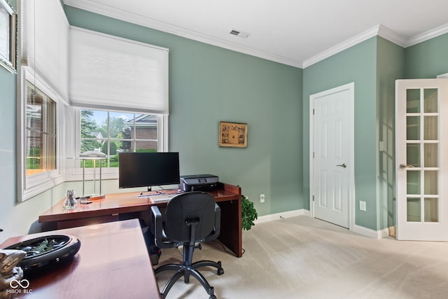 11510 Monon Farms Ln, Carmel, IN 46032 - home office featuring carpet flooring, crown molding, and baseboards