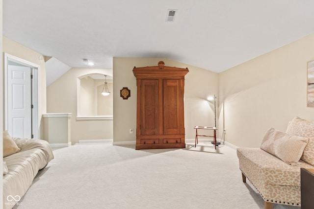11510 Monon Farms Ln, Carmel, IN 46032 - bedroom featuring lofted ceiling, carpet, arched walkways, and baseboards