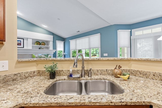 11510 Monon Farms Ln, Carmel, IN 46032 - kitchen view of a sink and light stone counters