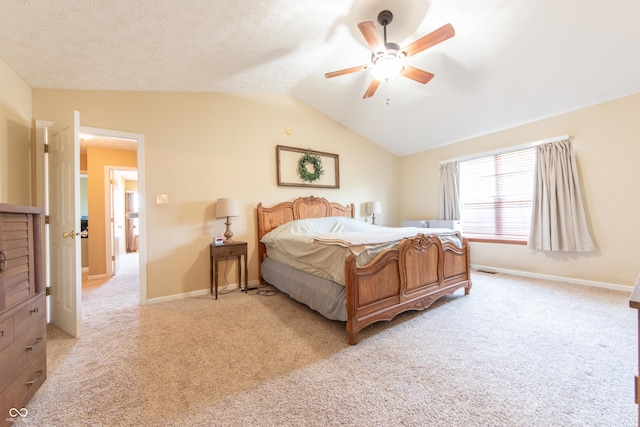 977 Canary Creek Dr, Franklin, IN 46131 - bedroom with light carpet, lofted ceiling, and a ceiling fan