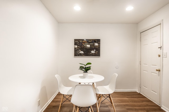 5002 E Washington St, Indianapolis, IN 46201 - dining area with dark wood-style flooring and recessed lighting