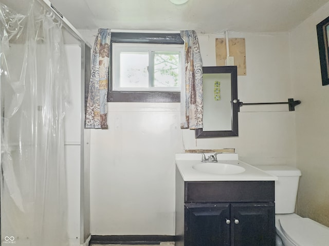 526 N Centennial St, Indianapolis, IN 46222 - full bathroom with toilet, vanity, and a shower with curtain