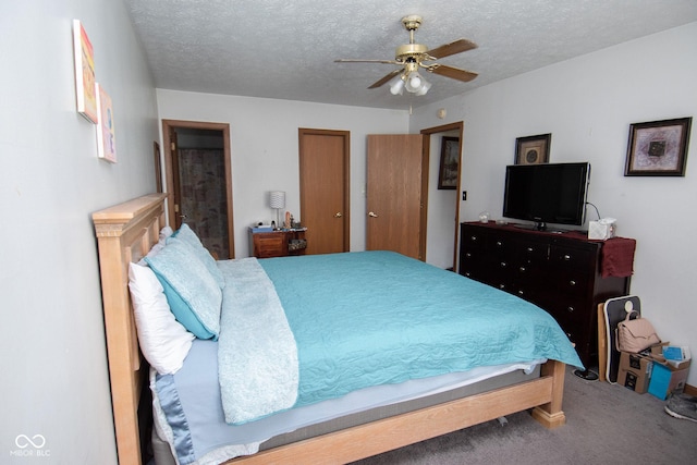540 Cahill Ln, Indianapolis, IN 46214 - bedroom featuring carpet, a textured ceiling, and a ceiling fan