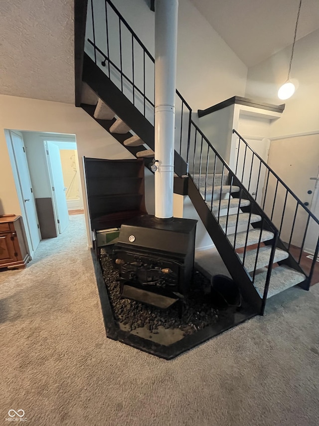 5711 Bradston Way, Indianapolis, IN 46237 - stairway with carpet, a towering ceiling, and baseboards