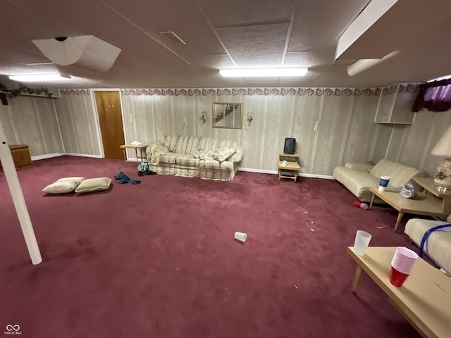 851 E Franklin St, Spencer, IN 47460 - finished below grade area with carpet flooring and a drop ceiling