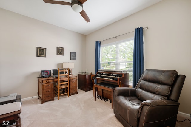 5576 W Glenview Dr, Mccordsville, IN 46055 - office area with a ceiling fan, light colored carpet, and baseboards