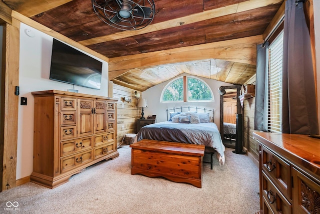 1254 N State Road 39, Frankfort, IN 46041 - bedroom with light carpet, lofted ceiling, and wooden ceiling