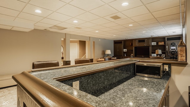 12539 Pebblepointe Pass, Carmel, IN 46033 - bar with stainless steel microwave and recessed lighting