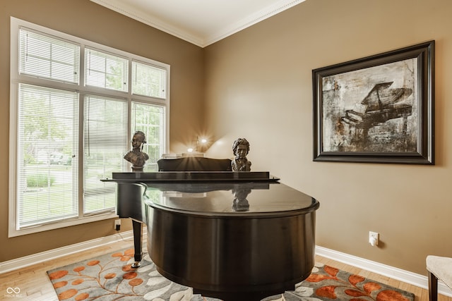 12539 Pebblepointe Pass, Carmel, IN 46033 - home office with baseboards, ornamental molding, and light wood-style floors