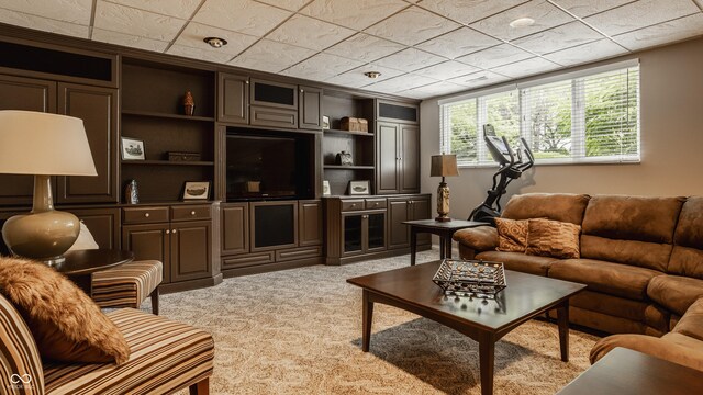 12539 Pebblepointe Pass, Carmel, IN 46033 - living room with light carpet and built in features