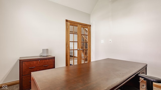 719 E New Rd, Greenfield, IN 46140 - office featuring french doors and vaulted ceiling