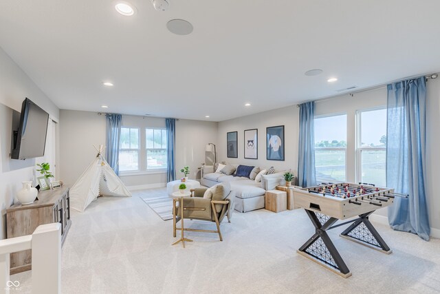 1085 Bevy Blvd, Danville, IN 46122 - living area with light colored carpet, recessed lighting, and baseboards