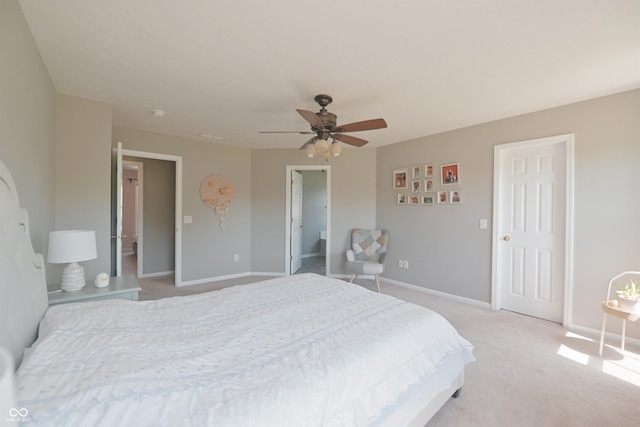 12677 Honors Dr, Carmel, IN 46033 - bedroom with light carpet, baseboards, and ceiling fan