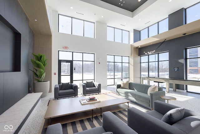 9741 Oleander Dr, Fishers, IN 46250 - building lobby with a high ceiling and recessed lighting