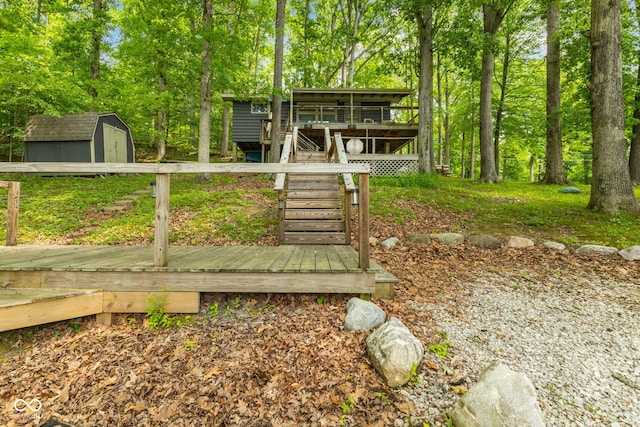8434 S Christian Dr, Nineveh, IN 46164 - rear view of house featuring a deck and stairway