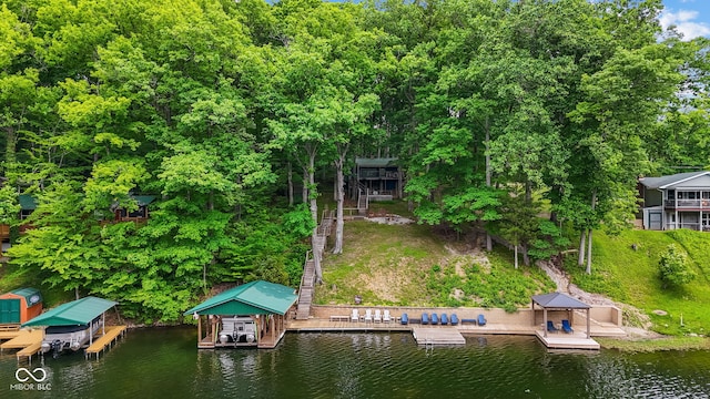 8434 S Christian Dr, Nineveh, IN 46164 - dock featuring a water view and boat lift