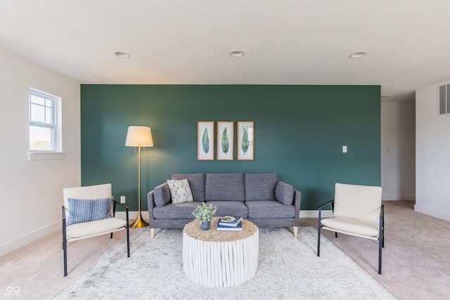 1088 Bevy Blvd, Danville, IN 46122 - living room featuring baseboards, light colored carpet, and recessed lighting