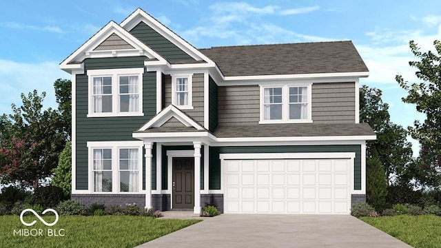 1088 Bevy Blvd, Danville, IN 46122 - craftsman-style house featuring driveway, an attached garage, brick siding, a front lawn, and roof with shingles