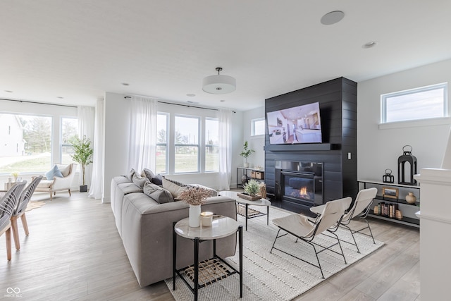 1088 Bevy Blvd, Danville, IN 46122 - living room featuring light wood-style floors, a fireplace, and recessed lighting