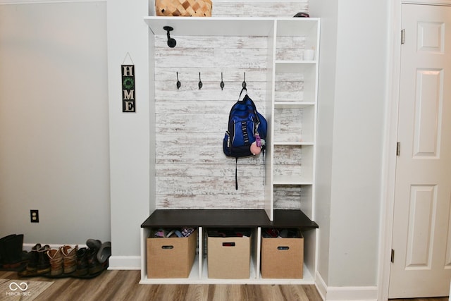 7515 Brattle Dr, Indianapolis, IN 46113 - mudroom featuring wood finished floors and baseboards