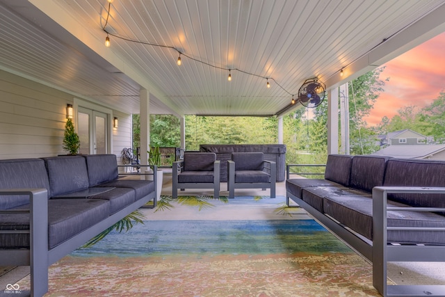 11911 W Grandview Dr, Columbus, IN 47201 - patio terrace at dusk with an outdoor living space