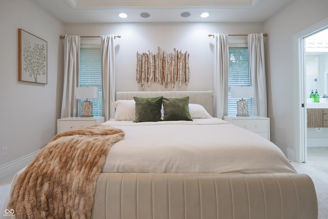 11911 W Grandview Dr, Columbus, IN 47201 - carpeted bedroom with recessed lighting, baseboards, and ensuite bathroom