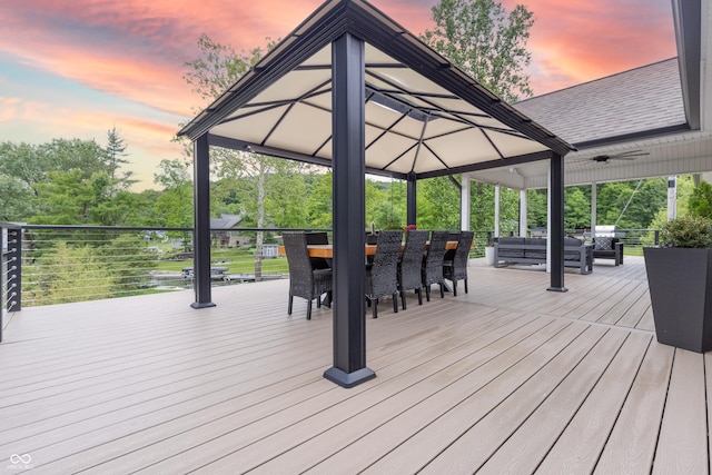 11911 W Grandview Dr, Columbus, IN 47201 - wooden deck with a gazebo and outdoor lounge area