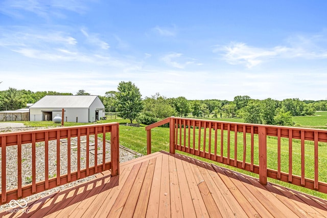 5428 S 525 W, Williamsport, IN 47993 - wooden terrace with a yard, an outdoor structure, and view of scattered trees