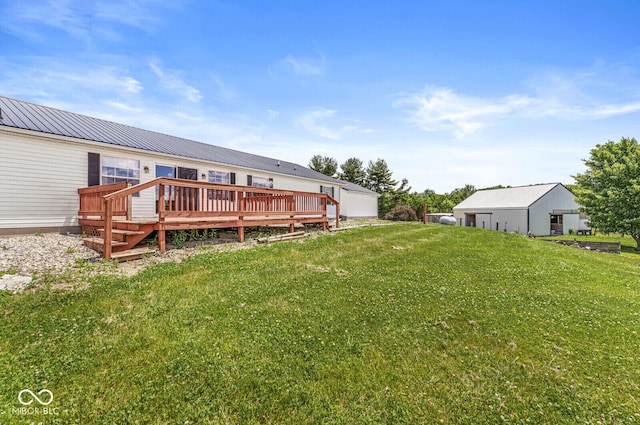 5428 S 525 W, Williamsport, IN 47993 - view of grassy yard featuring a wooden deck