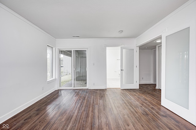 5097 Vantage Point Rd Unit B 2, Avon, IN 46123 - unfurnished bedroom featuring ornamental molding, dark wood-type flooring, baseboards, and access to outside