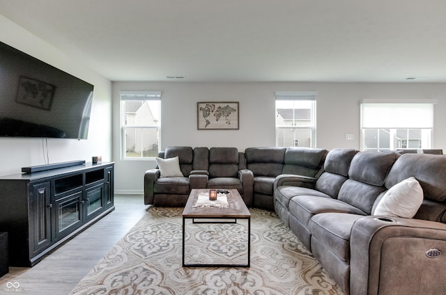 9829 Hulton Rd, Pendleton, IN 46064 - living room featuring light wood finished floors, healthy amount of natural light, and baseboards