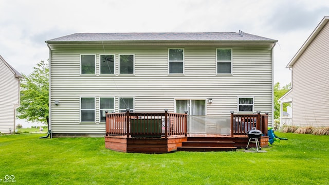 11919 Gatwick View Dr, Fishers, IN 46037 - rear view of house with a lawn and a wooden deck
