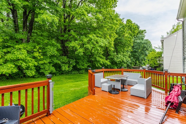 11919 Gatwick View Dr, Fishers, IN 46037 - deck with a lawn, an outdoor living space, and view of scattered trees