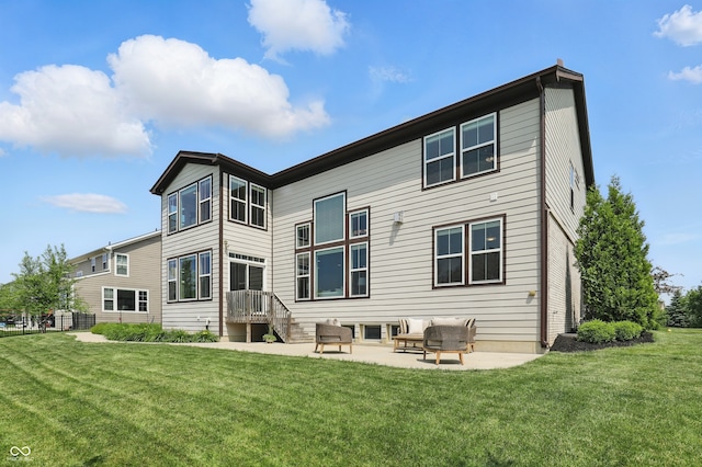 2485 Alexandra Dr, Carmel, IN 46074 - rear view of house with an outdoor hangout area, a yard, and a patio area