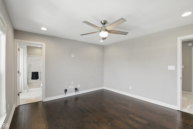 2485 Alexandra Dr, Carmel, IN 46074 - empty room with a ceiling fan, dark wood finished floors, recessed lighting, and baseboards