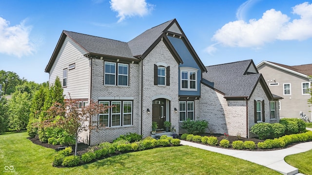 2485 Alexandra Dr, Carmel, IN 46074 - french country inspired facade with brick siding and a front lawn