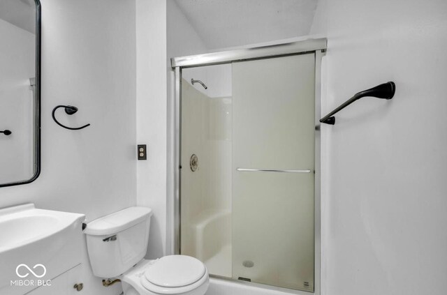 8102 Sycamore Springs Trl, Indianapolis, IN 46239 - bathroom with a shower stall, toilet, and vanity
