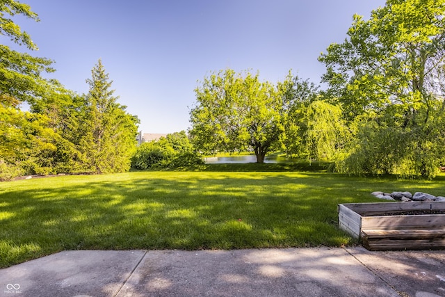 734 Richland Way, Westfield, IN 46074 - view of green lawn featuring a water view and a garden