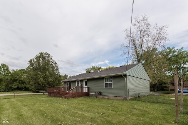 1708 Mason Dixon Dr S, West Lafayette, IN 47906 - back of property featuring a wooden deck, crawl space, and cooling unit