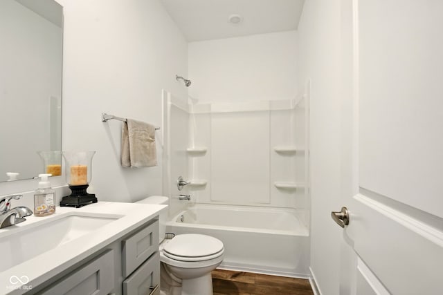 19257 Red Willow Ln, Noblesville, IN 46062 - bathroom with vanity, wood finished floors, bathing tub / shower combination, and toilet