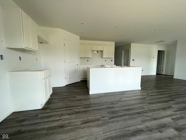 1170 Mcbride St, Greenfield, IN 46140 - kitchen featuring white cabinetry, a center island, and dark wood-style floors